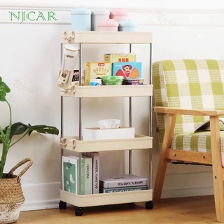 NJCAR1 I031 ชั้นวางของมีล้อเลื่อน วางของในที่แคบ ห้องน้ำ ห้องครัว พลาสติก พร้อมตะขอ 4 ชิ้น