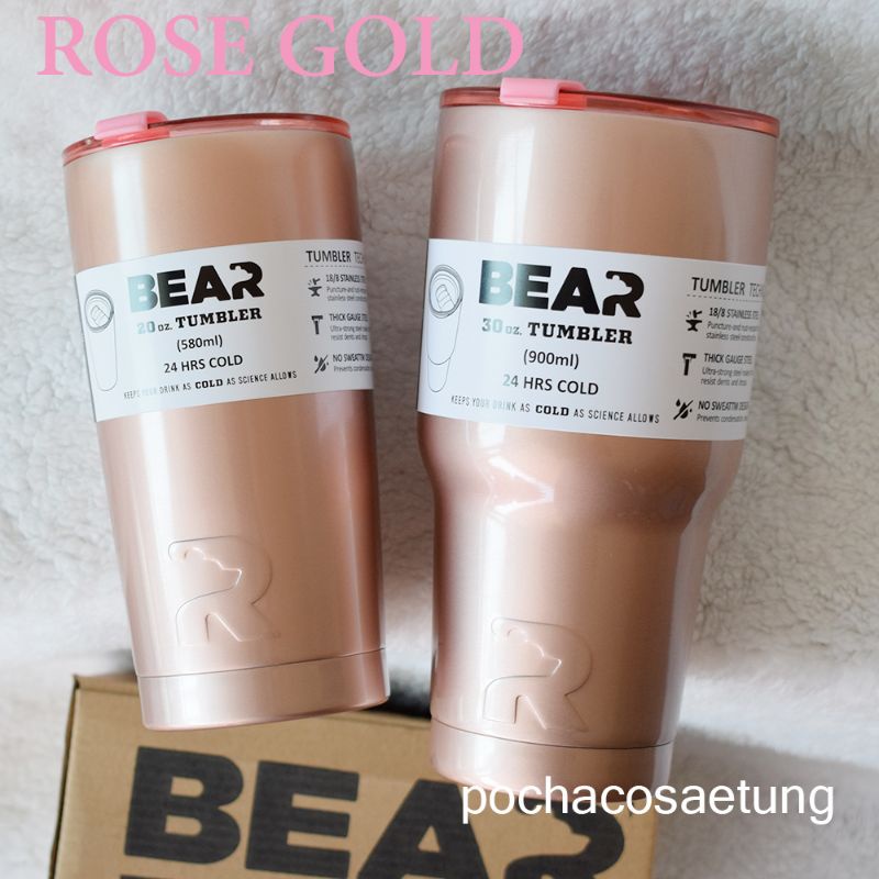 แก้ว BEAR ROSE GOLD แก้วเก็บอุณหภูมิ 304 สเเตนเลส 2 ชั้น ของเเท้