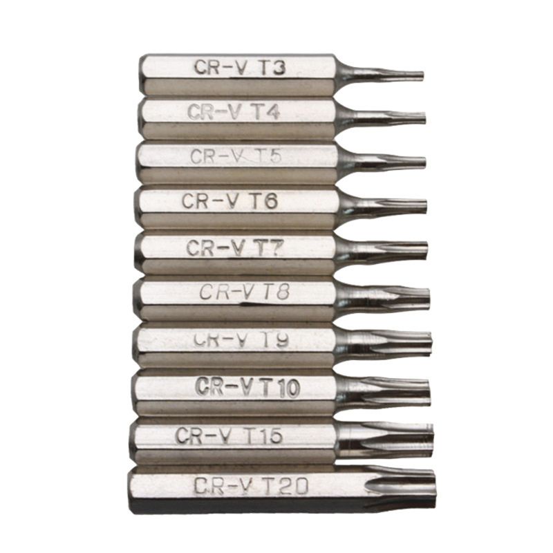 WIN 10PCS สําหรับ CR-V Torx ไขควง Bits ชุด T3 T4 T5 T6 T7 T8 T9 T10 T15 T20 มือถือ