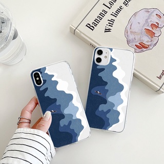 sea boat เคสไอโฟน 8พลัส iPhone 7 8 se2020 7plus 8plus 12 13 pro max 14 11 เคส  Xr Xs X painting phone case นิ่ม