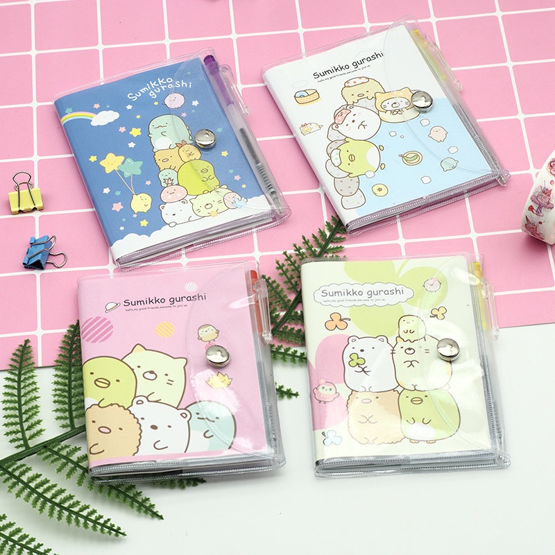 Sumikkogurashi โน้ตบุ๊ค A7 แบบพกพาแบบพกพา Notepad นักเรียนขนาดเล็กพร้อมปากกากรณียาง WJ040