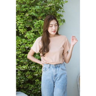 &lt;อก36-42"&gt; เสื้อยืดคอปาด ใส่ได้สองแบบ งานดี ผ้าสวย