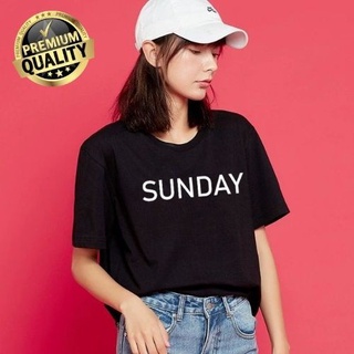 เสื้อยืดเกาหลี✜✹HKM Fashion / SUNDAY WORDING UNISEX พิมพ์กราฟิกแขนสั้นเสื้อยืดแฟชั่น/Oversize/Couple/Plus Size Comfort T