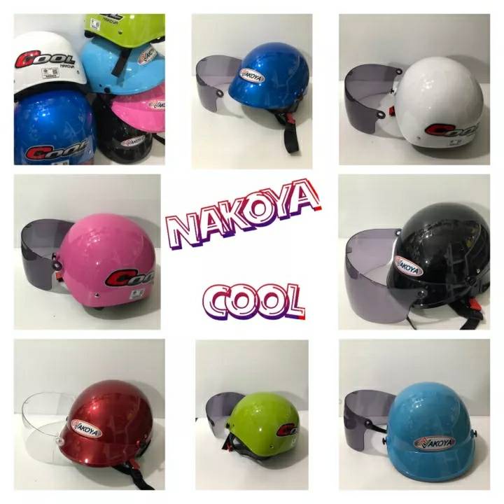 หมวกกันน๊อคครึ่งใบ NAKOYA COOL แข็งแรง สวย เท ราคาเบาๆ มีหลากหลายสีให้เลือก พร้อมแก้วหน้าหมวก