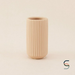 SARABARN Round Porcelain Vase | แจกัน แจกันลายคลื่น สีชมพูอ่อน