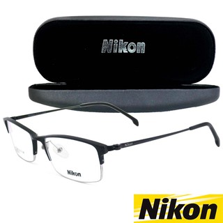 Nikon แว่นตา รุ่น 2037 กรอบแว่นตา ( สำหรับตัดเลนส์ ) ทรงสปอร์ต วัสดุ อลูมิเนียม Aluminium ขาข้อต่อ C-1 สีดำ