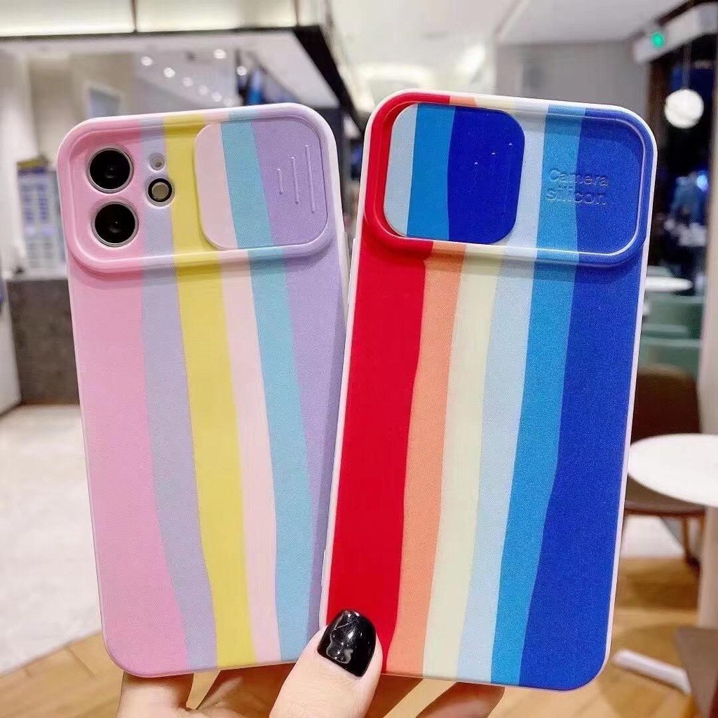 หน้าต่างซิลิโคนสีรุ้งสําหรับOppo A16 A1K A54 A74 A95 RENO 5F,Realme C2 C20 C21 C21y C25