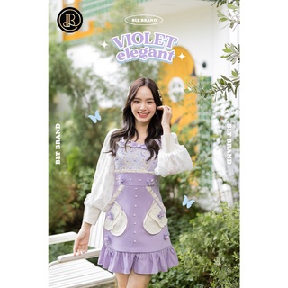 BLT BRAND การันตีเสื้อผ้าแบรนด์แท้ มินิเดรส สีม่วงแขนยาว VIOLET ELEGANT