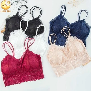 LunaBra บราลูกไม้ 2 สาย ผ้านิ่ม สายเดี่ยว ลายลูกไม้ 32-38 บรา เสื้อใน เซ็กซี่ ชุดชั้นในผู้หญิง ถอดฟองน้ำได้ BRA-010