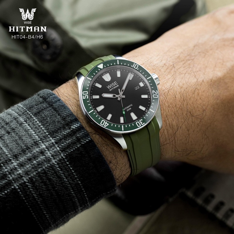 WISE สายนาฬิกา ยาง FKM รุ่น HITMAN แบบติดตัวเรือน ขนาด 20 mm.