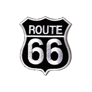 ตัวรีดติดเสื้อ Route 66 ป้ายถนน Route66 สีดำขาว ไบเกอร์ งานเท่ห์ๆ ตัวรีด (Size M) อาร์มรีด อาร์มรีดติดเสื้อ