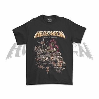 คอลูกเรือเสื้อยืดคอกลมเสื้อยืด พิมพ์ลาย HELLOWEEN HELLOWEEN BAND METAL ROCK BAND V2ผ้าฝ้ายแท้