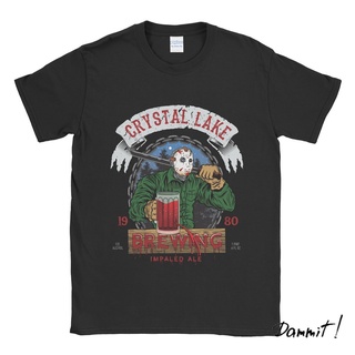 ผ้าฝ้ายคอกลมเสื้อยืด ลาย Crystal Lake Brewing Dammit90sfrom S-4XL