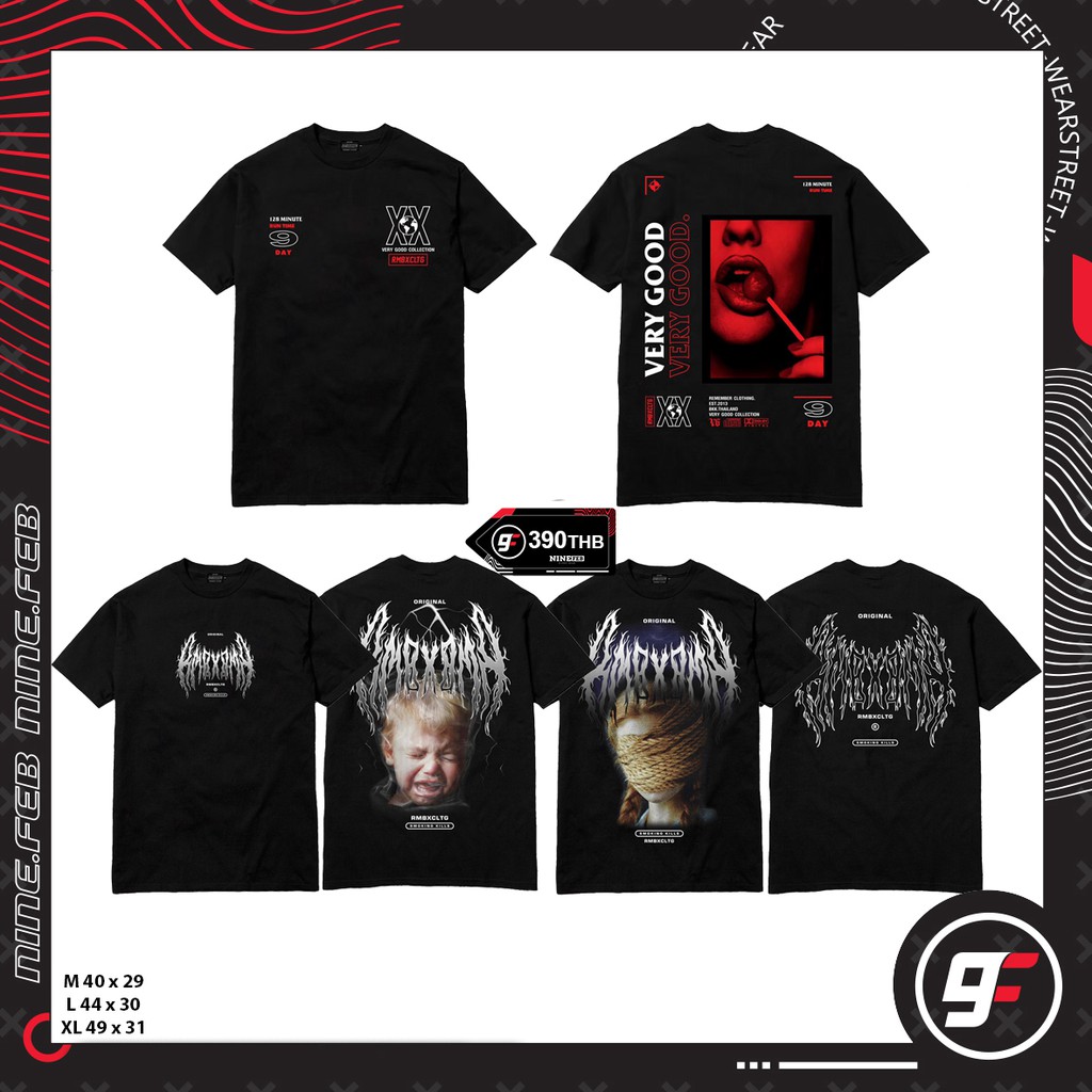 9FEB เสื้อยืดรุ่นRMBเสื้อยืดพิมพ์ลาย