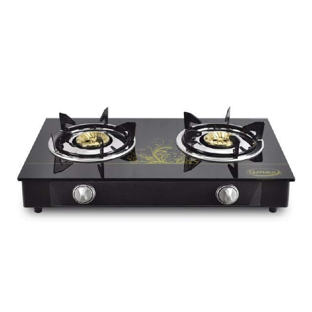 Gmax เตาแก๊สหน้ากระจก 2 หัว หัวทองเหลือง ไฟแรง รุ่น GL-702PC เตาแก๊ส 2 หัว Gas Stove เตาแก๊สตั้งโต๊ะ กระจกนิรภัย