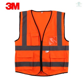 3M 10907 เสื้อกั๊กสะท้อนแสงเพื่อความปลอดภัยพร้อมกระเป๋ามีซิปสําหรับขี่รถจักรยานยนต์