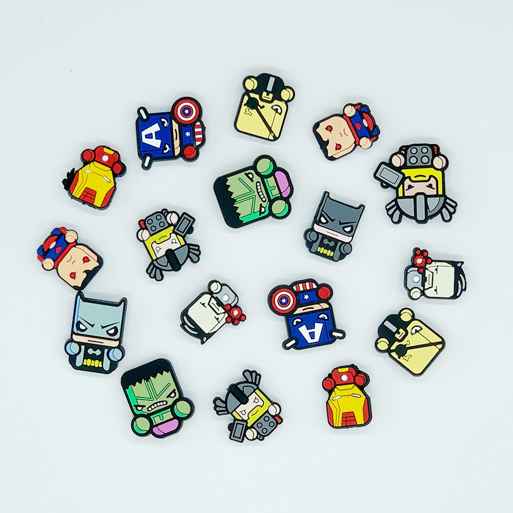 1 ชิ้น อุปกรณ์เสริม การ์ตูน Jibbitz Marvel crocs เสน่ห์รองเท้า ซูเปอร์ฮีโร่ DIY ตกแต่ง สําหรับรองเท้าแตะ ของขวัญเด็ก