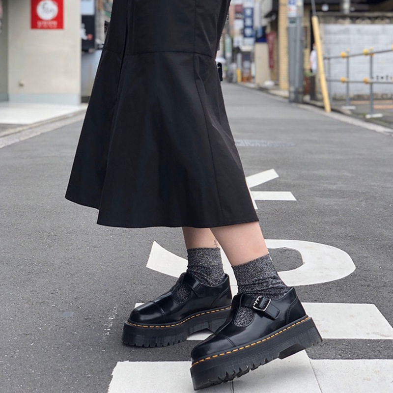 ดร. Martens รองเท้าผู้หญิง T ประเภทยางหนา Toe ความหนา 3.5 ซม.ส้นหนา 4.5 ซม.รองเท้าหนังไมโครไฟเบอร์ขนาด 35- 42