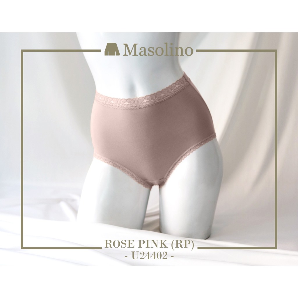 กางเกงใน Masolino (มาโซลิโน่) U24402 กางเกงในแบบเต็มตัว สวมใส่สบายด้วยผ้าค็อตต้อนไลครา แต่งลูกไม้ที่ขอบเอวและขอบขา
