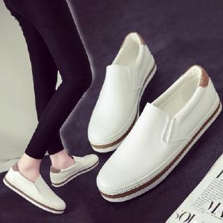 (IL374)รองเท้าผ้าใบ สลิปออน Sz.35-44 (ขาว,ดำ)ส้นสูง2cm **𝓟𝓻𝓮-𝓞𝓻𝓭𝓮𝓻