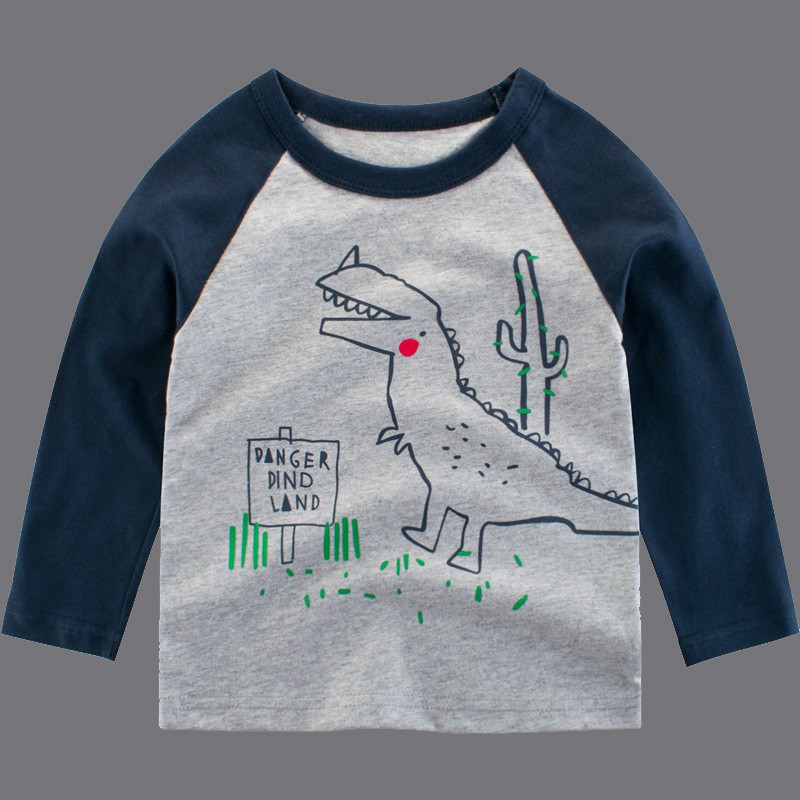 BOBORA Little Boys Long Sleeve Cotton T-Shirt Kids Shark Prints Sportswear Sweatshirts Clothing for Children at 1-10Years