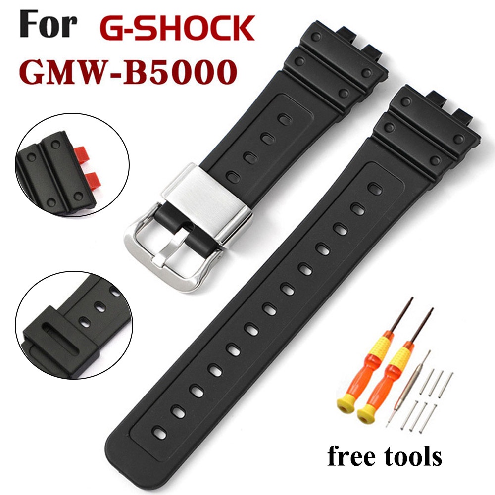 สายนาฬิกาข้อมือเรซิ่น ทรงสี่เหลี่ยม ขนาดเล็ก พร้อมสกรู สําหรับ Casio G-shock GMW-B5000
