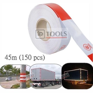 สติ๊กเกอร์สะท้อนแสงติดรถขาว-แดง (45 เมตร/ม้วน) Reflective Warning Tape