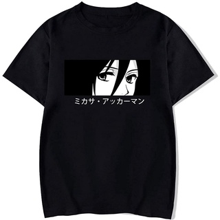 เสื้อยืด พิมพ์ลายอนิเมะ Attack on Titan Mikasa Cool Eyes สําหรับผู้ชาย