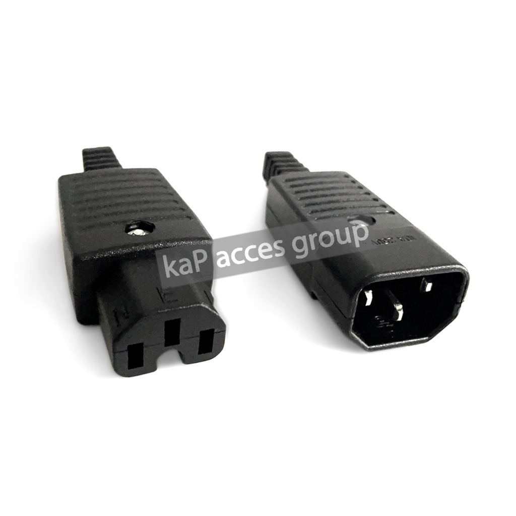 หัวปลั๊กไฟตัวเมีย IEC320 (F) C15/ (M) C14 สำหรับเข้าหัวสายไฟ AC Power ขาปลั๊กทองเหลืองแท้ 100% เสียบ