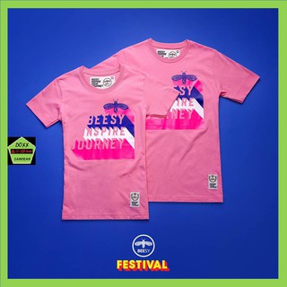 Beesy เสื้อคอกลม ชาย หญิง รุ่น  festival สีชมพู