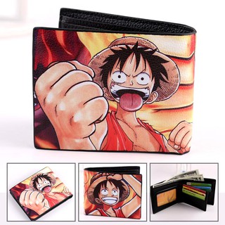 ONE PIECE Luffy การ์ตูนสี 3D ย่อหน้าสั้น ๆ กระเป๋าสตางค์หนัง