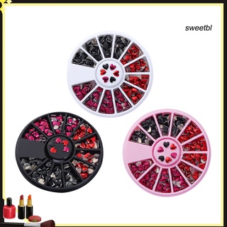 ST Love Heart Shaped Metal Rivet DIY Nail Art Tips Mixed Color Stickers 1 Wheel Box