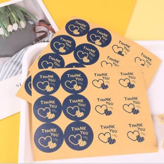 สติ๊กเกอร์ ป้าย กระดาษคราฟท์ 12 ดวง Thank you Craft sticker label สติ๊กเกอร์ซีล สติกเกอร์ ป้าย ฉลากสินค้า โลโก้ ไดคัท