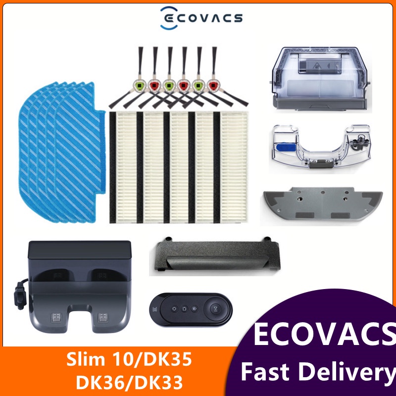 Ecovacs U3 DK33 DK35 DK45 อุปกรณ์เสริมหุ่นยนต์ดูดฝุ่น แปรงด้านข้าง แผ่นกรอง Hepa ผ้าม็อบ บล็อกกล่องเ