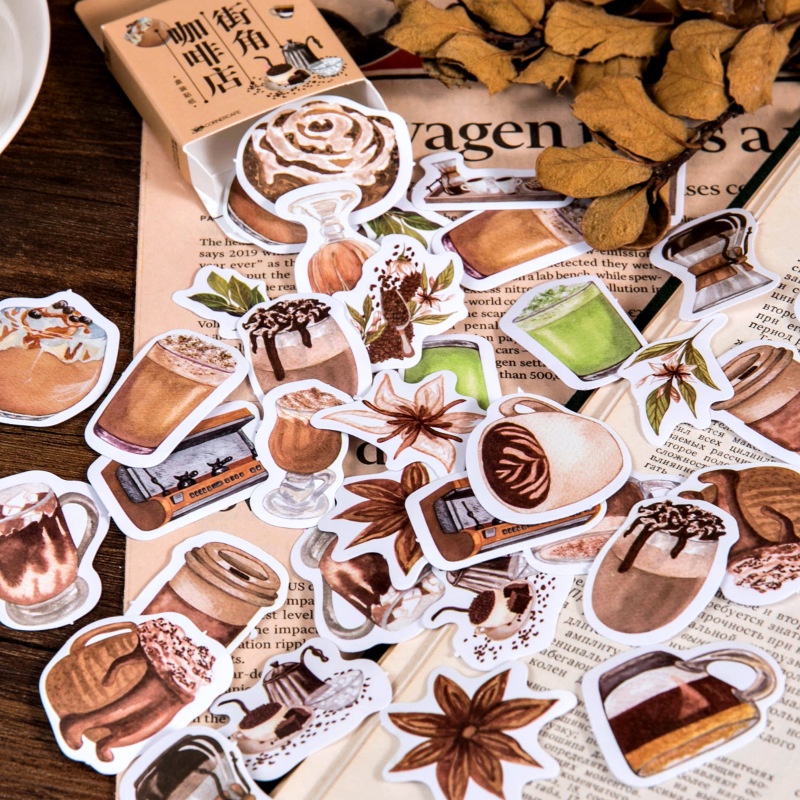 46 ชิ้น/แพ็คกาแฟ Cornercafe น่ารัก Scrapbooking สติกเกอร์สติกเกอร์ตกแต่ง Diy Craft อัลบั้มภาพ Kawaii