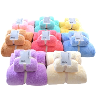สุดคุ้มแพคคู่ ผ้าเช็ดตัว+เช็ดผมขนเป็ดพร้อมส่งรุ่นหนา