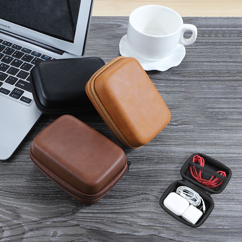 Star แบบพกพา USB Data Cable Organizer หนังหูฟังกระเป๋าเก็บหูฟังสําหรับกรณี Protector Mini Zipper Hard