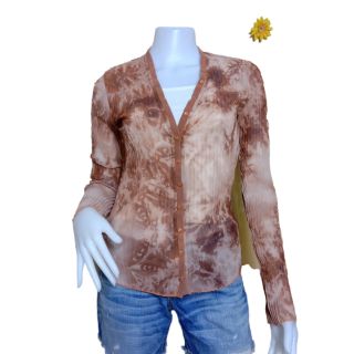 แบรนด์ - เสื้ออัดพลีท สีน้ำตาล  ไซส์ S,M