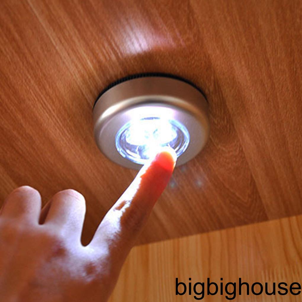 [Biho] 3 LED Battery Powered Wireless Night Light Stick Tap Touch Push Security Closet Cabinet Kitchen Wall Lamp