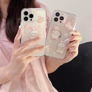 ✨ส่งเชือกเส้นเล็ก✨เคสไอโฟน14 Pro Max 13 12 11 เคส for iPhone 14พลัส กระต่าย น่ารัก พกง่ายๆ การป้องกันการตก Case