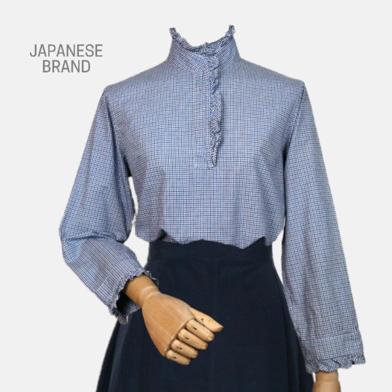 เสื้อคอปีนลายสก็อต (S) แบรนด์ BHB HBB มือสอง สภาพใหม่