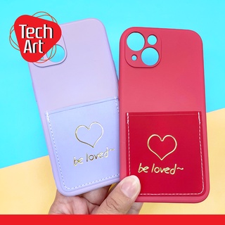 เคส i7+ / i11 / i13 เคสมือถือนิ่ม TPU กันเลนส์กล้อง พื้นหลังกันรอย มีช่องใส่การ์ด ใส่บัตร พิมพ์ลายสีทอง ซับกำมะหยี่