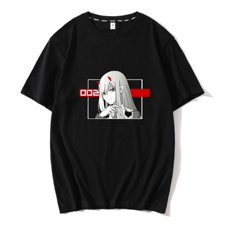 T-shirt  เสื้อยืดแขนสั้น ทรงหลวม พิมพ์ลายอนิเมะ Darling in the franxx สไตล์ฮาราจูกุ แฟชั่นฤดูร้อน สําหรับผู้ชายS-5XL