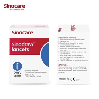 [ซื้อ 6 แถม 1]🔥พร้อมส่ง🔥 Sinocare เข็มเจาะเลือด Lancets สำหรับปากกาเจาะเลือด บรรจุ 50 ชิ้นต่อกล่อง