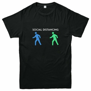 เสื้อยืดลําลอง ผ้าฝ้าย แขนสั้น พิมพ์ลาย Social Distancing Merry Quarantine สําหรับผู้ชาย