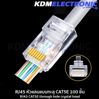 RJ45 หัวแลนแบบทะลุ CAT5E แพ็ค 100 ชิ้น #6040-RJ45-H