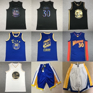 เสื้อกีฬาบาสเก็ตบอล ปักลาย Golden State Warriors No.30 Stephen Curry Jersey สีดํา สีทอง สไตล์เรโทร