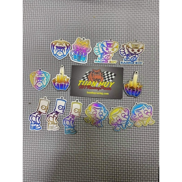 แสตมป์ตะขอตกแต่งกุญแจไทเทเนียม (ไม่มีกาว 3M) รุ่น RCB, PUG, mrbean, simson.