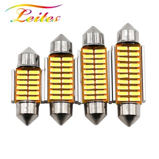 Leites ไฟ LED C5W สีขาว 28 มม. 31 มม. 36 มม. 39 มม. 41 มม. 12SMD 4014 4.8 สําหรับติดป้ายทะเบียนรถยนต์ 1 ชิ้น