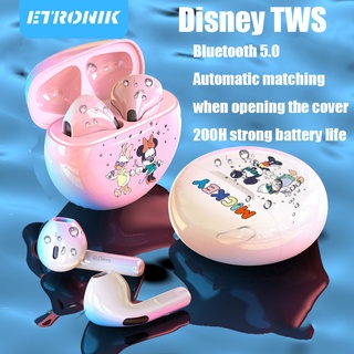 ETRONIK หูฟังไร้สายบลูทูธ Disney tws หูฟังสำหรับเล่นเกม Minnie หูฟังบลูทูธแบบใส่ในหูตัดเสียงรบกวนอัจฉริยะสำหรับ Android ios Bluetooth 5.1